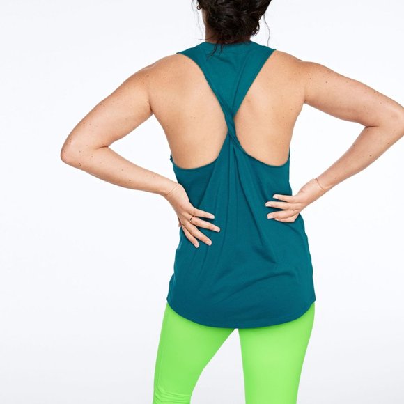 Victoria Secret Pink Sport Twist Back Tank Size Medium New WOMEN'S Teal - Picture 2 of 5